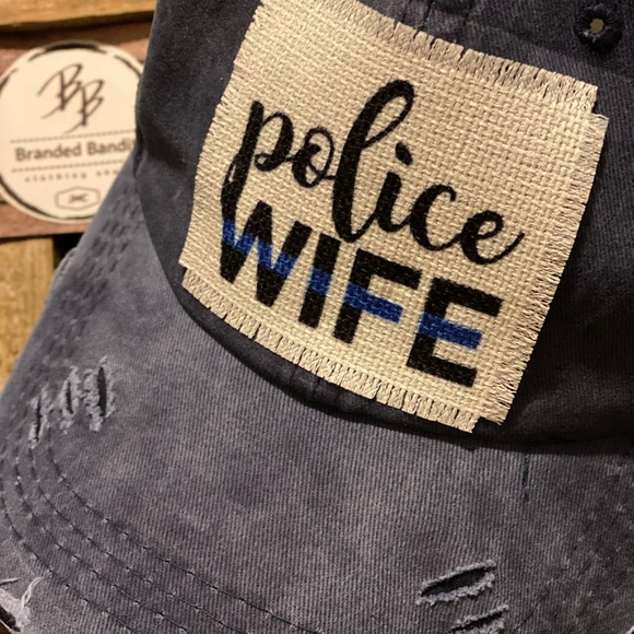 Firefighter Wife/Police Wife Distressed TruckerCap - Picture 3 of 6